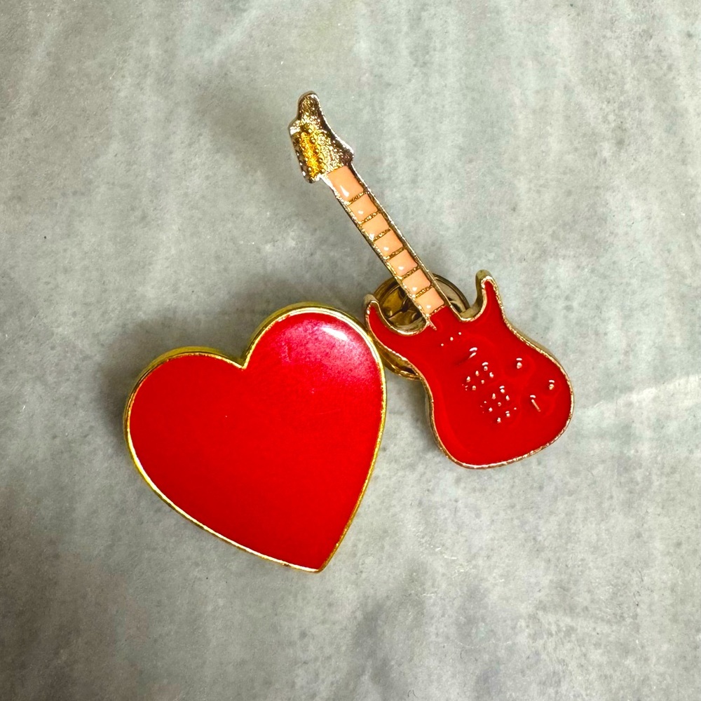 New Anthropologie Enamel Pins, Heart and Guitar